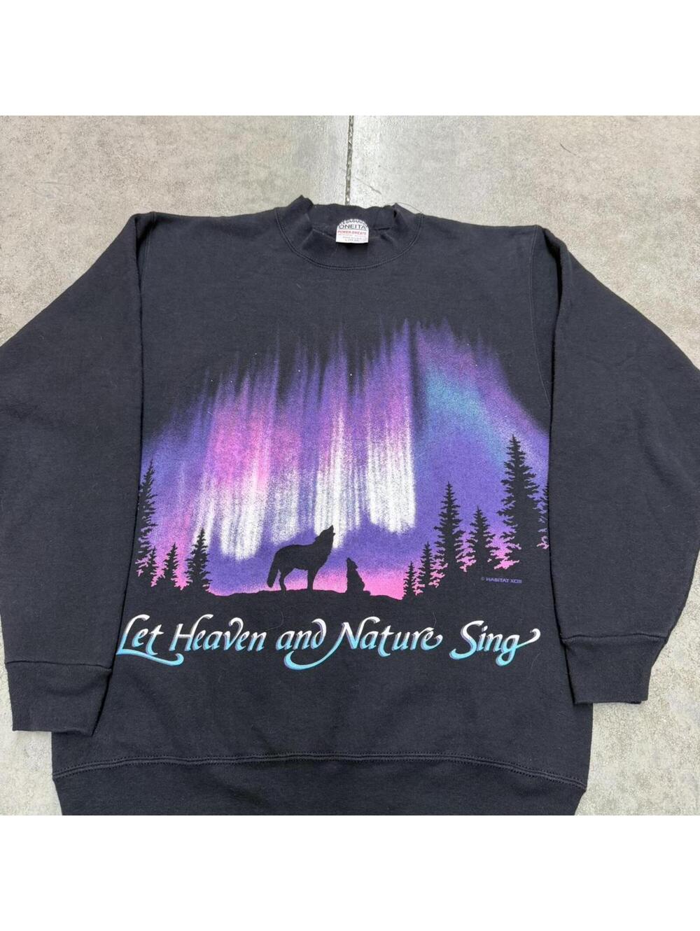 vintage let heaven and nature sing black made in usa crewneck size large - Picture 2 of 4